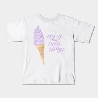 Purple Ice Cream "Enjoy the Little Things" Watercolour Painting Kids T-Shirt